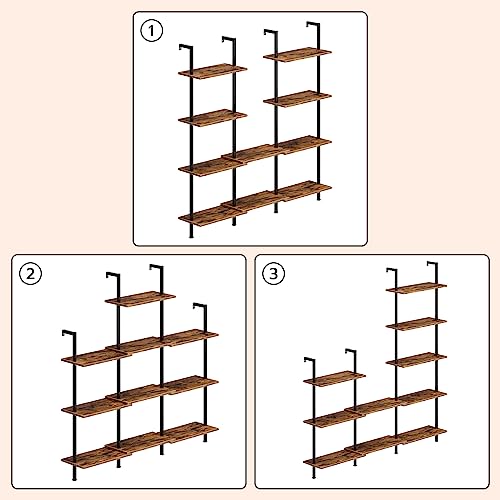 Rustic Brown & Black 5-Tier Wooden Shelf for Home Décor
