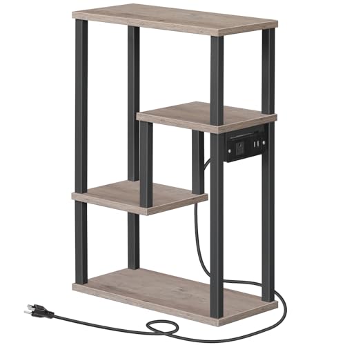 Compact End Table with Charging Station and USB Ports for Small Spaces