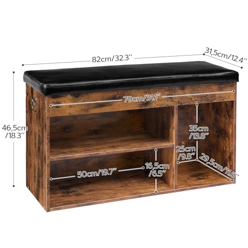 Shoe Storage Bench with Padded Cushion and Hidden Compartment for Entryway and Living Room