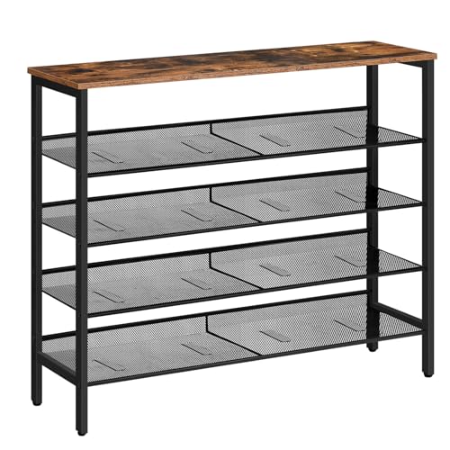 5-Tier Adjustable Shoe Rack for 20 Pairs - Industrial Rustic Brown